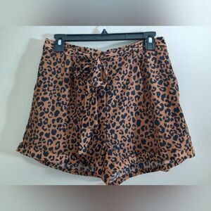 Sienna Sky Leopard Print Short Shorts Tie At Waist Size Large
